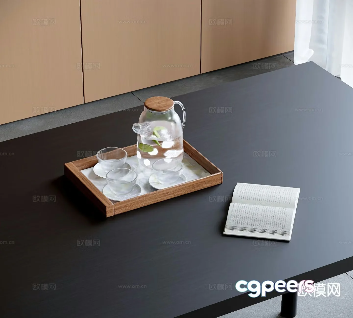 Modern tableware kettle books 3d model