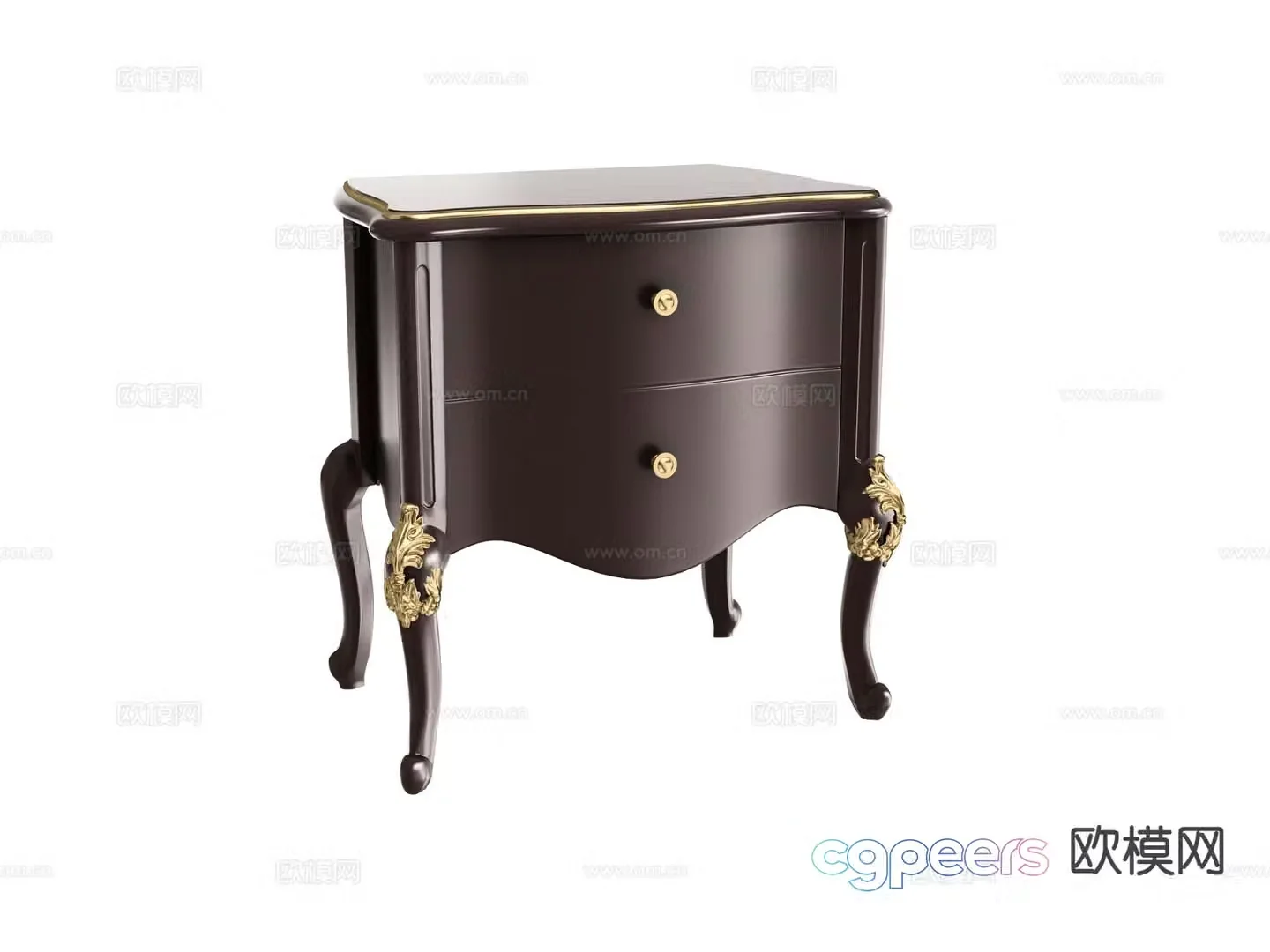 Simple European bedside table 3d model