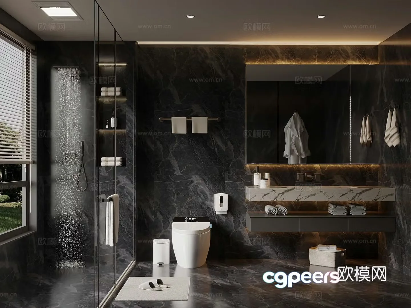 37 modern Italian bathroom toilet toilet bathroom cabinet 3d model