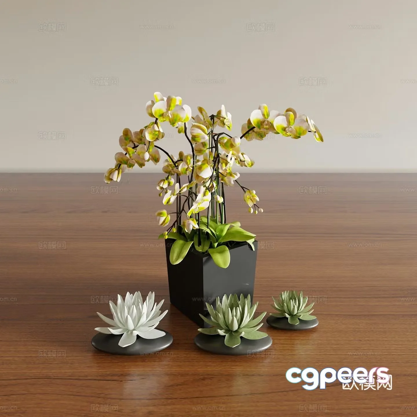 Vase Flower Art Flower Arrangement Green Plant Bonsai Pot Plant Indoor Green Plant Plant Ornament 3D Model