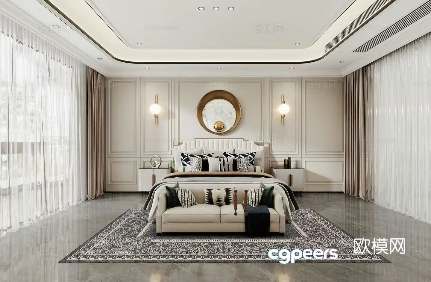 Simple European bedroom European style bedroom 3d model