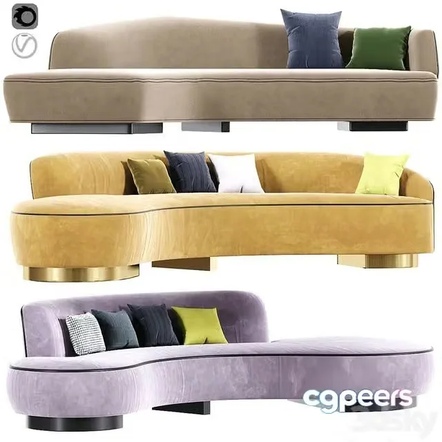 3ds Max Free – Vladimir Kagan Curve Sofa Set