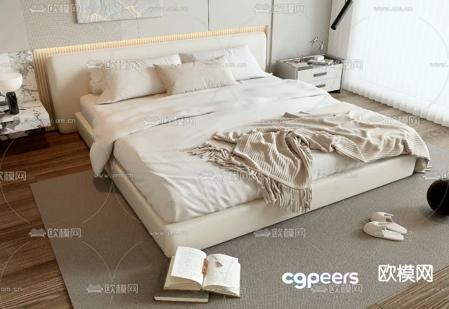 Modern double bed 3d model