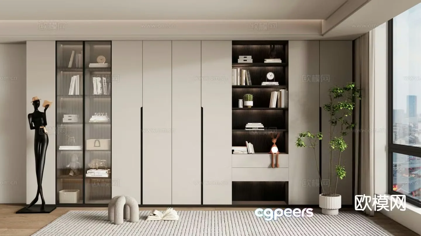 Modern minimalist bookcase high cabinet 3d model