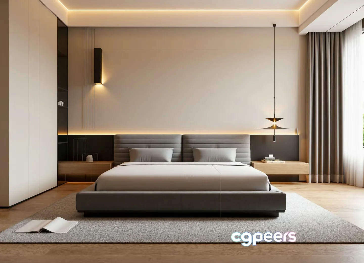 Modern Minimalist Bedroom 3D Model – 12815 – VRAY Render