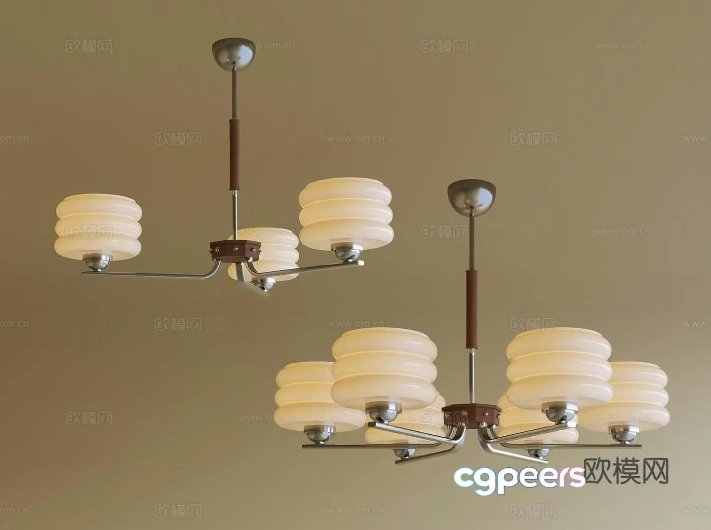 Modern French living room chandeliers_Middle chandeliers_Bauhaus chandeliers_Multi-head chandeliers 3D model