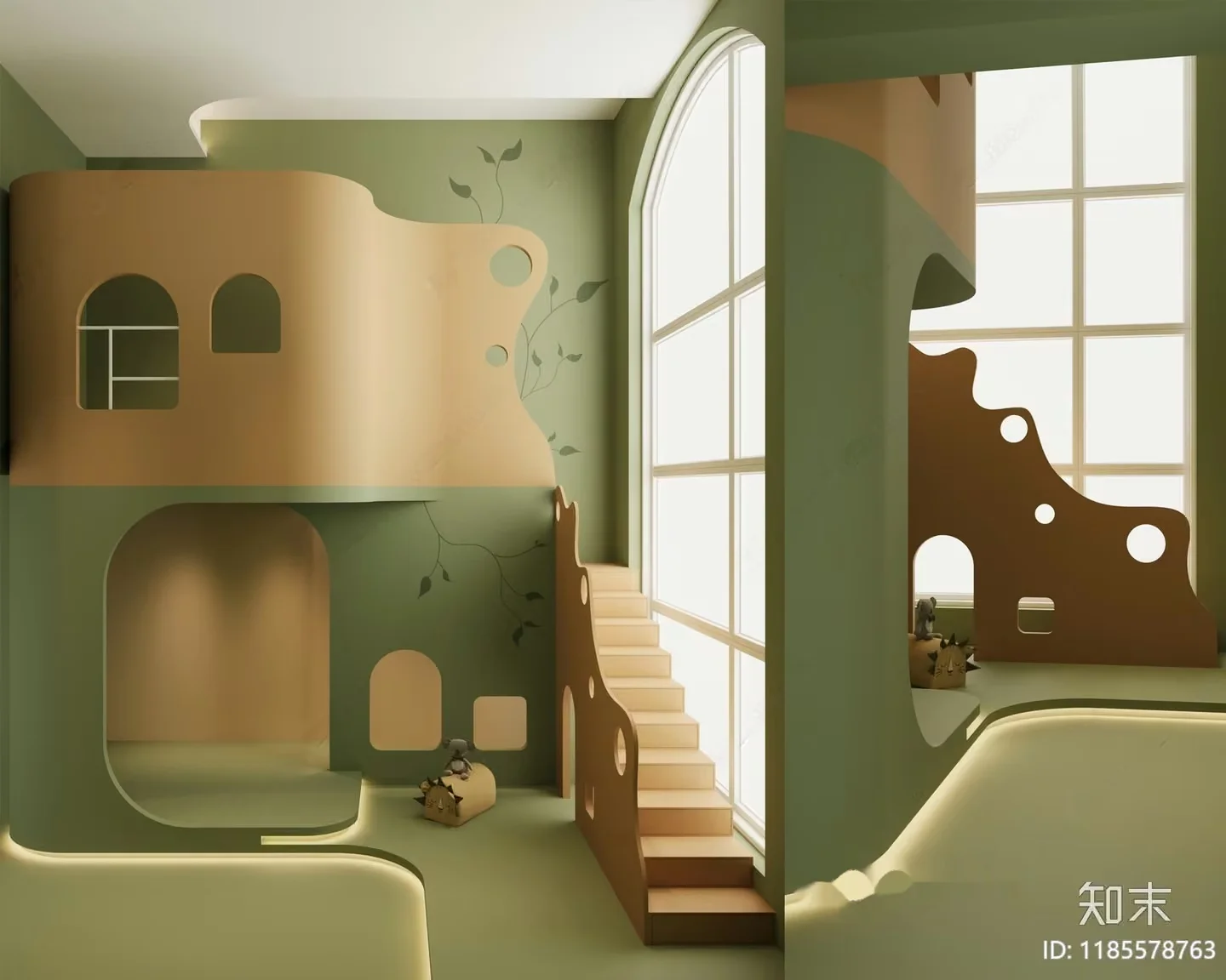 Modern Playroom With Green Walls 3D Model – 245 – CORONA Render
