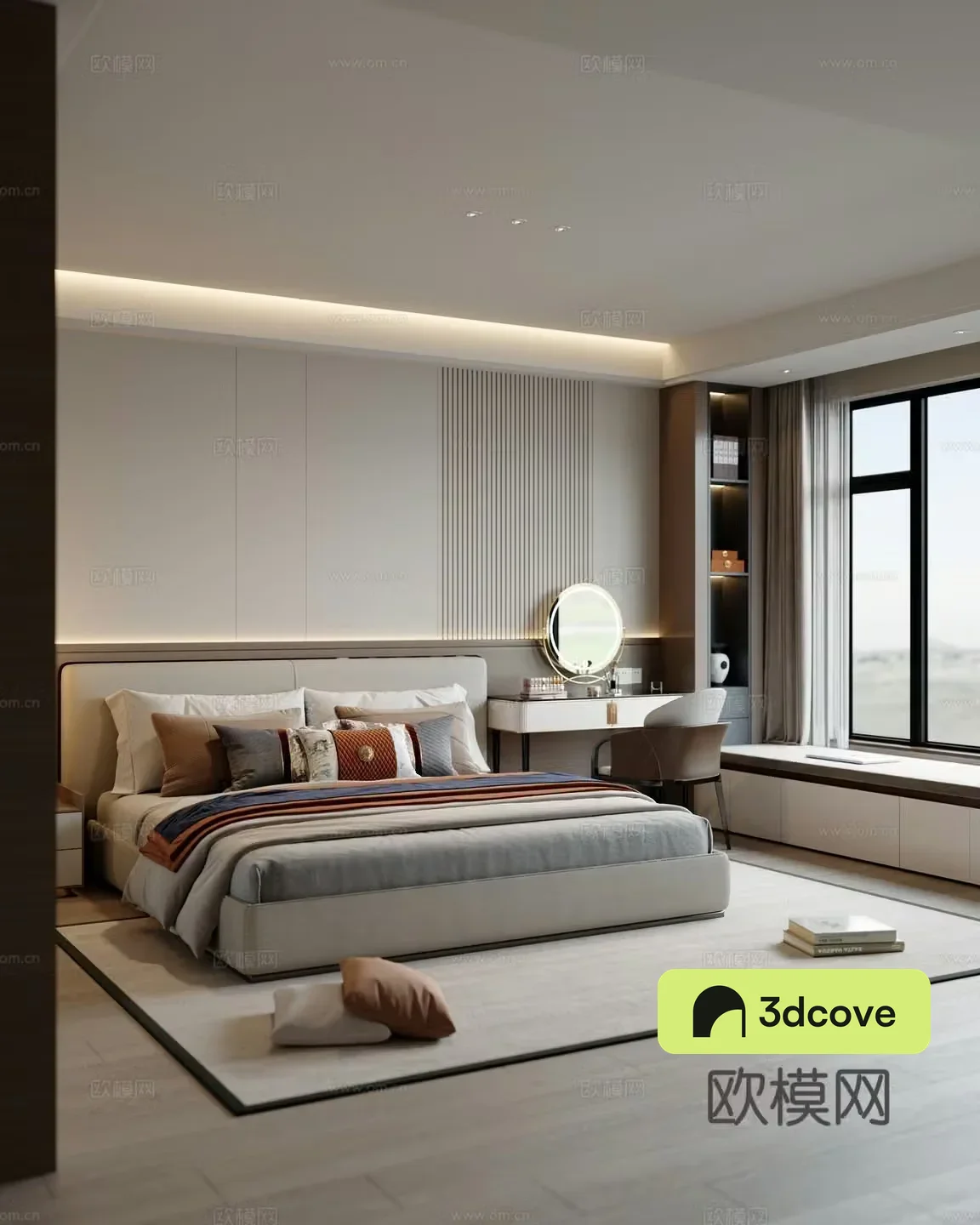 Modern bedroom double bed dressing table jewelry ornaments