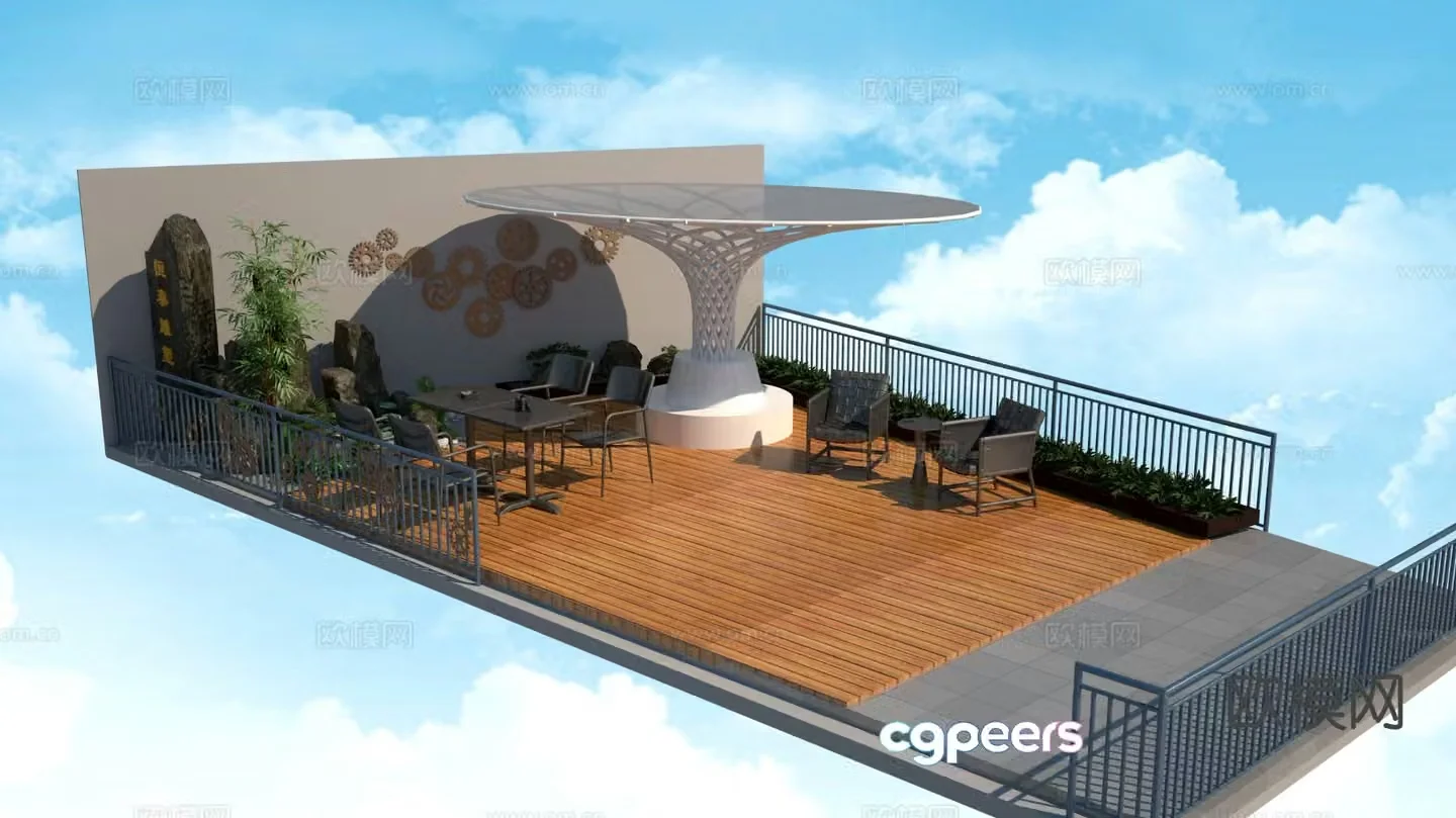 Courtyard landscape garden 3d model