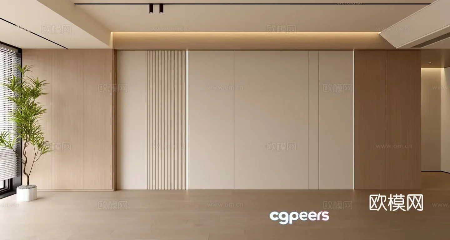 Log style sofa background wall 3d model