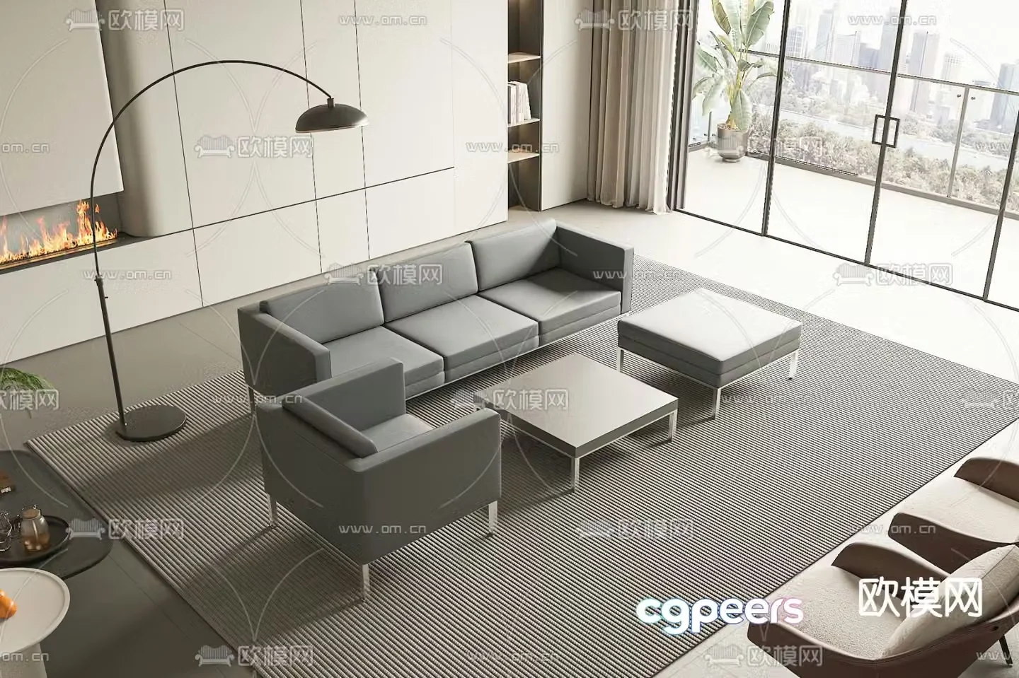 Office sofa leather sofa 3d model