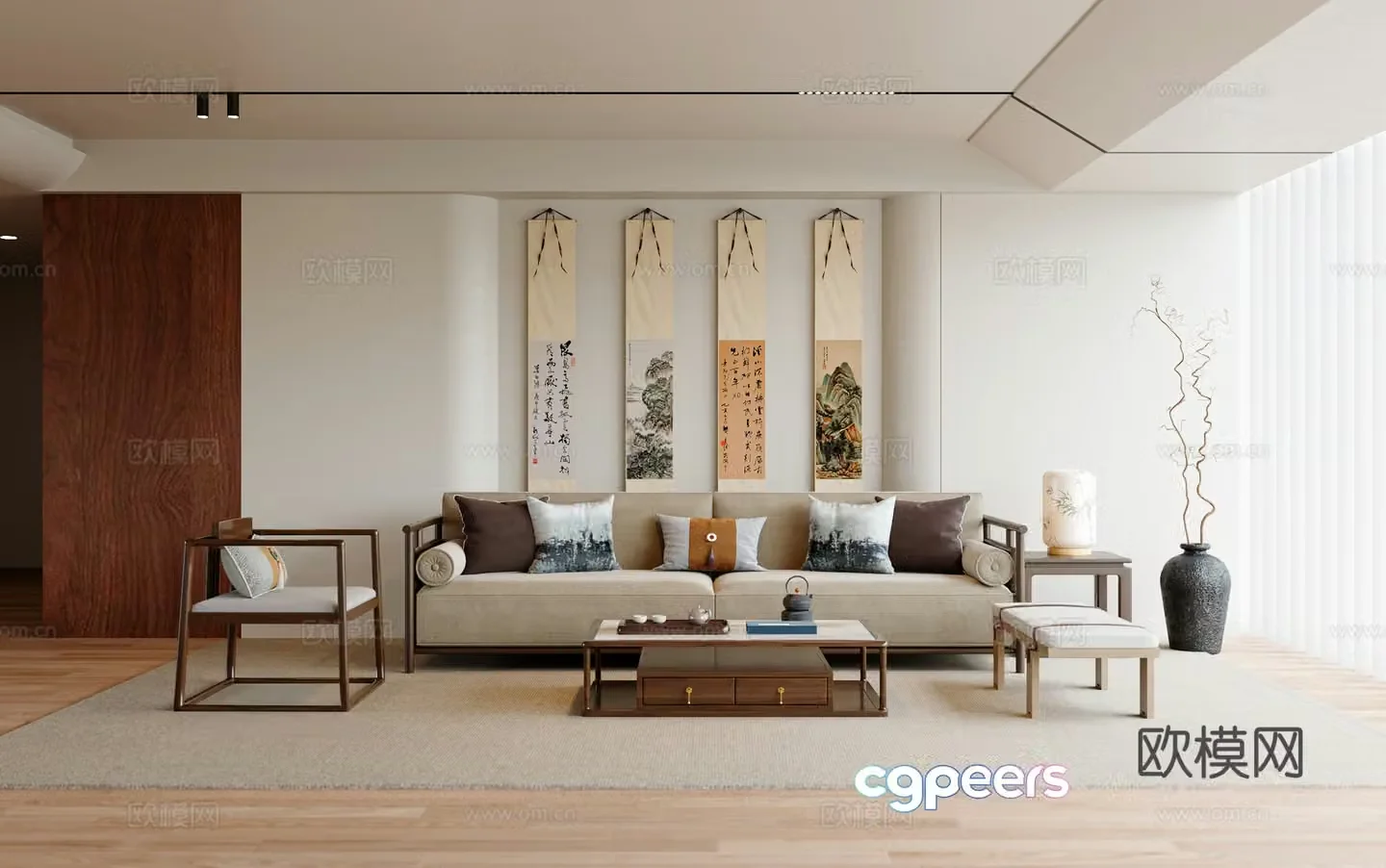 New Chinese style home living room 3D model
