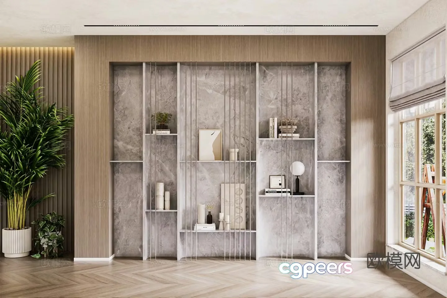 Bookshelf Decorative Shelf Decorative Ornaments 3D Model