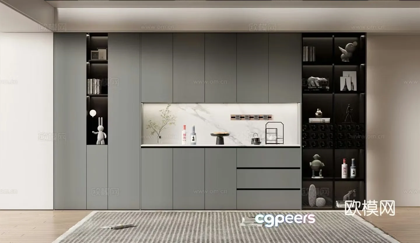 Modern wine cabinet sideboard 3d model