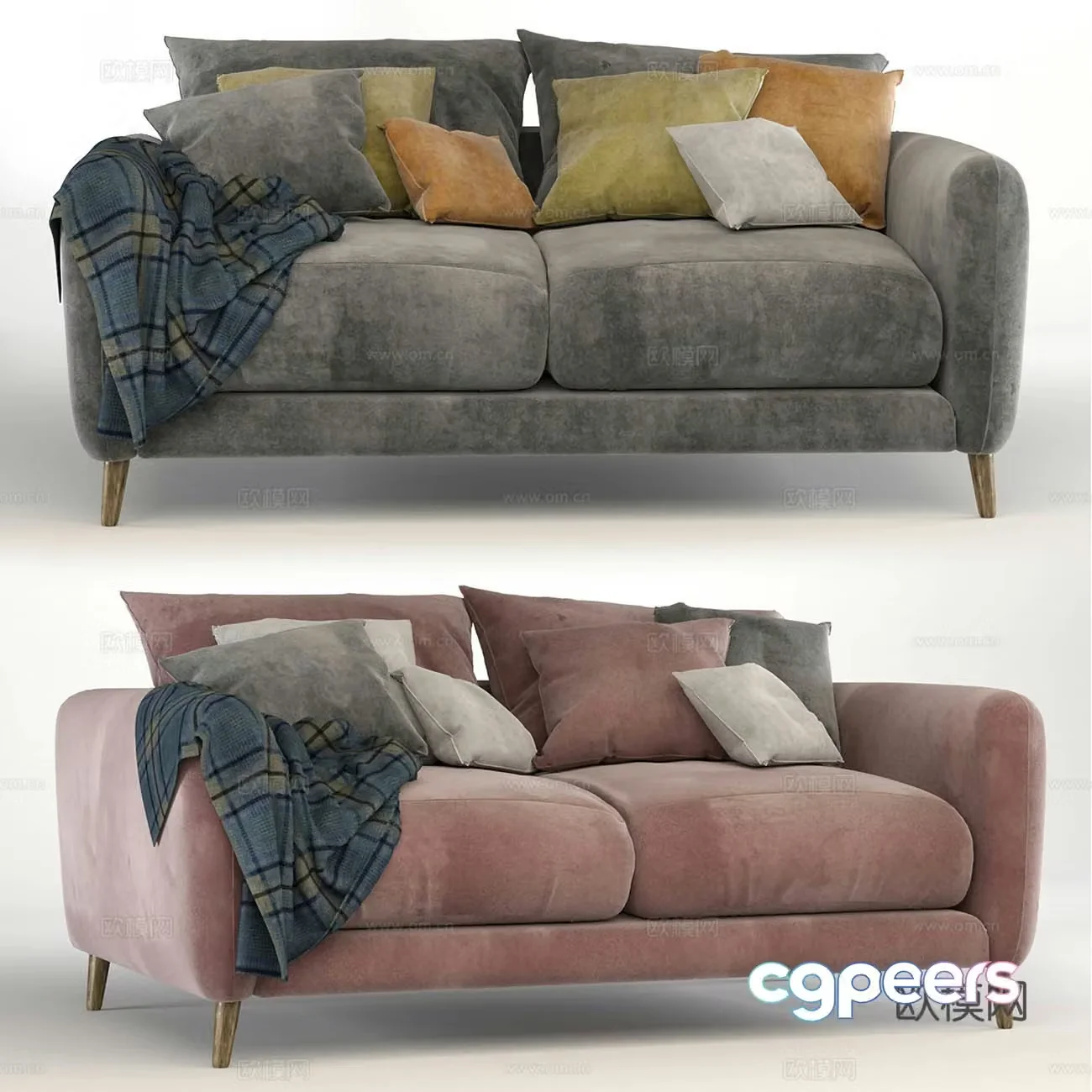 3d model of double sofa