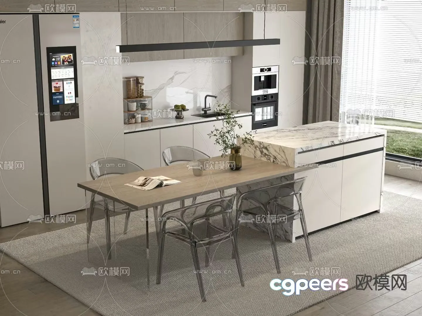 Nakajima dining table and chairs 3d model