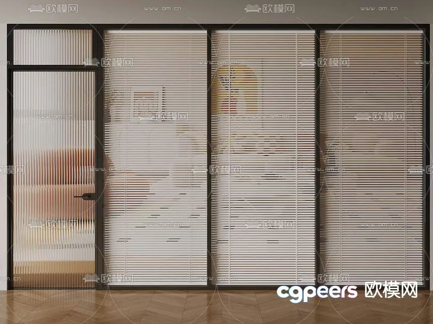 Office partition glass partition venetian blind 3d model