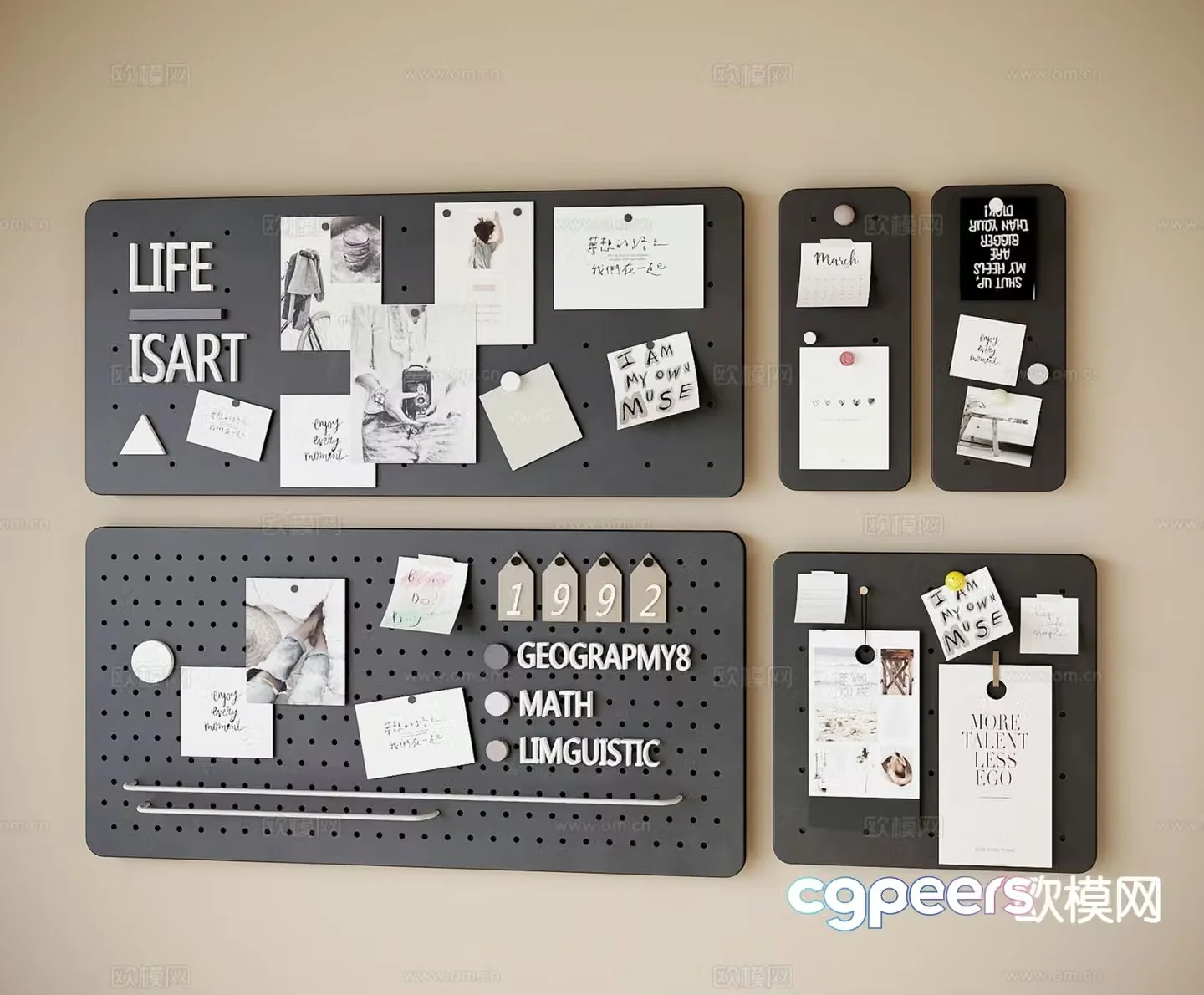 Modern hole board wall decoration hanging decoration note note 3D model