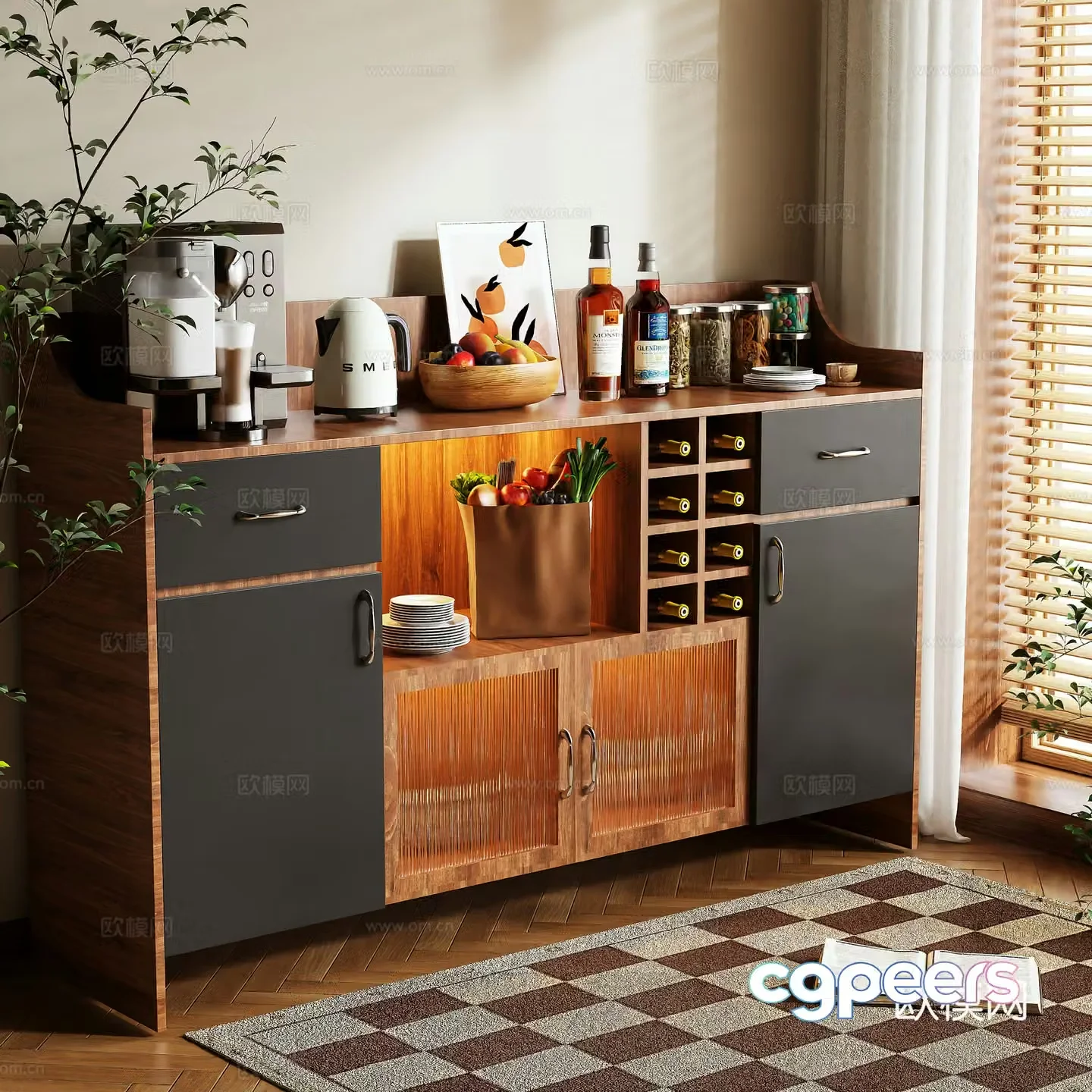 Medieval style sideboard 3d model