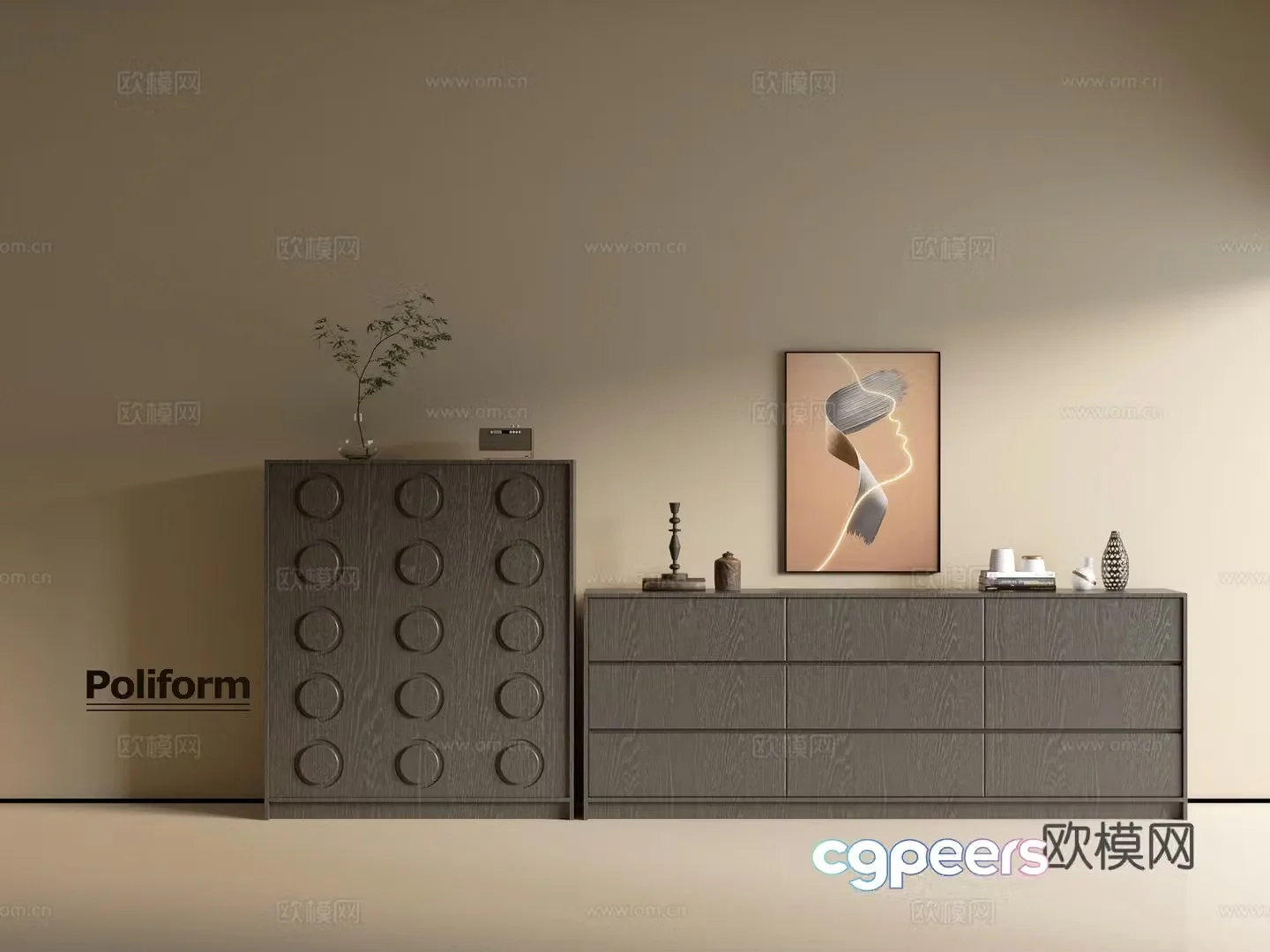 Modern black wood grain cabinet ins wind minimalist wind cabinet whole cabinet sideboard balcony cabinet 3d model