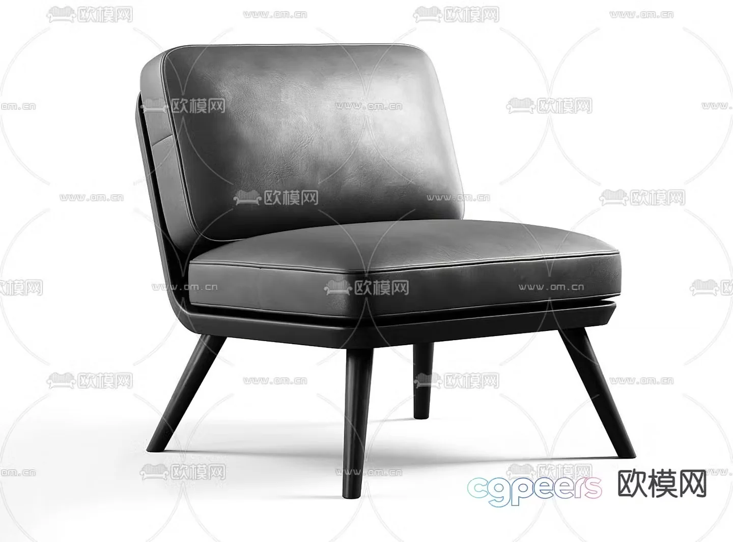 pertica modern gray leather lounge chair 3d model