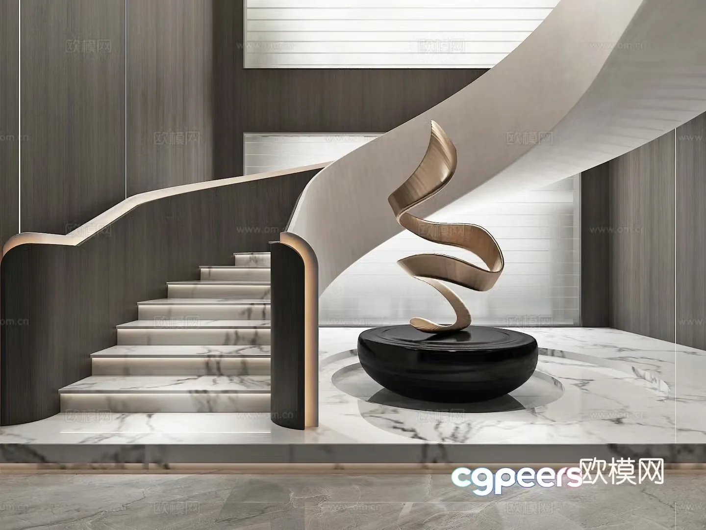 Stairwell Handrail Beauty Instrument Sculpture Landscape 3D Model