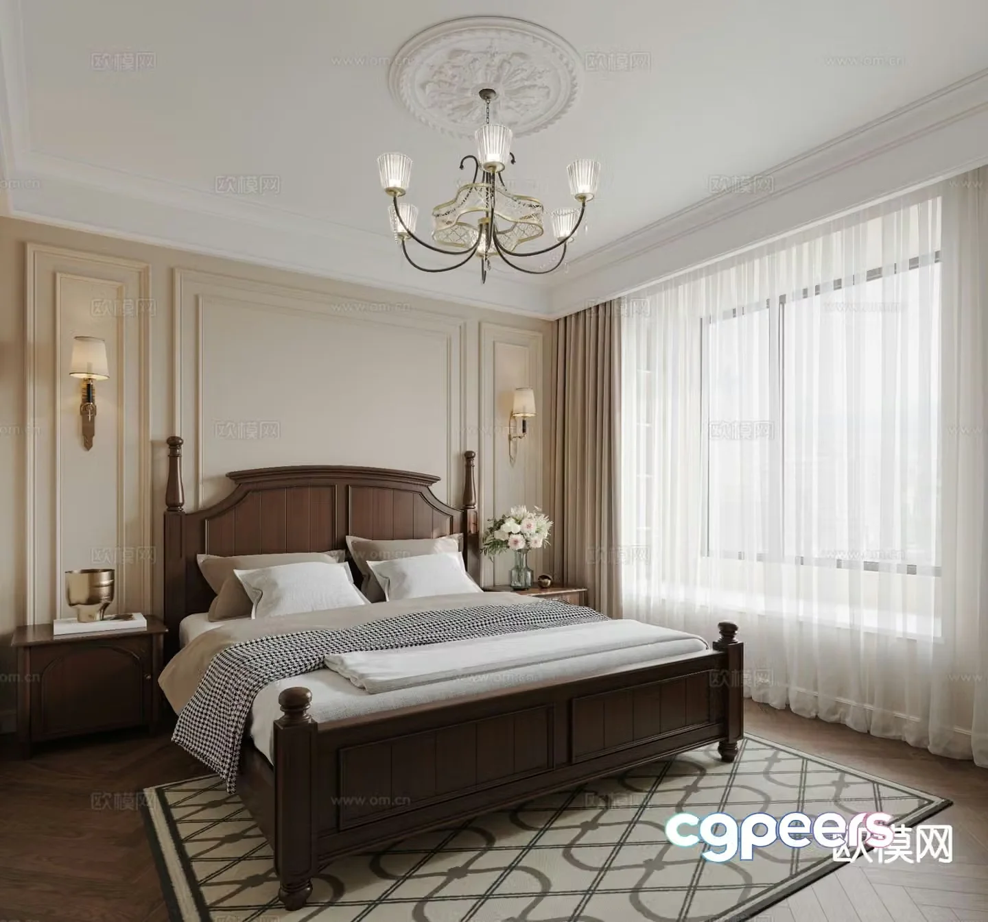 American bedroom master bedroom 3d model