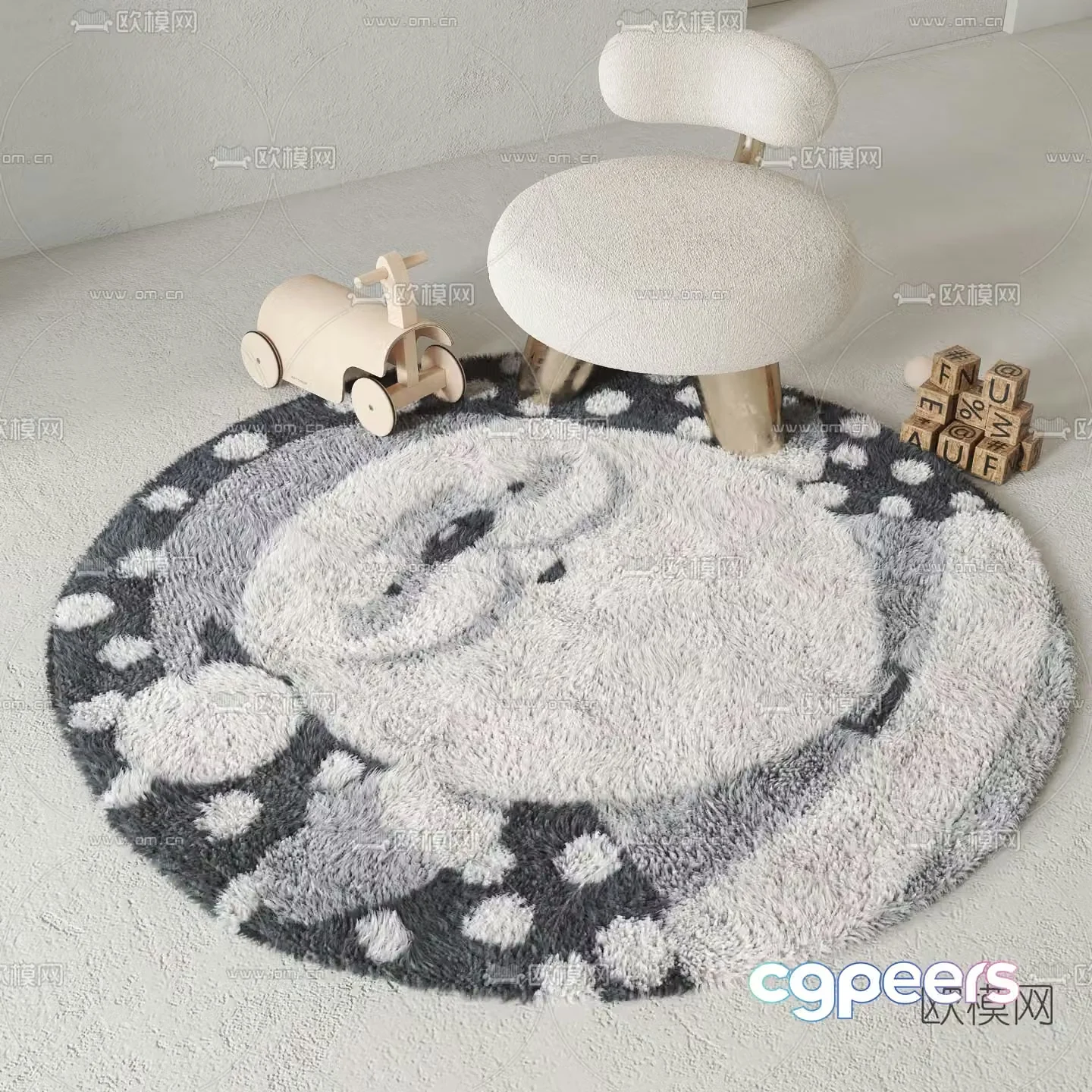 Modern Christmas children’s rug 3d model