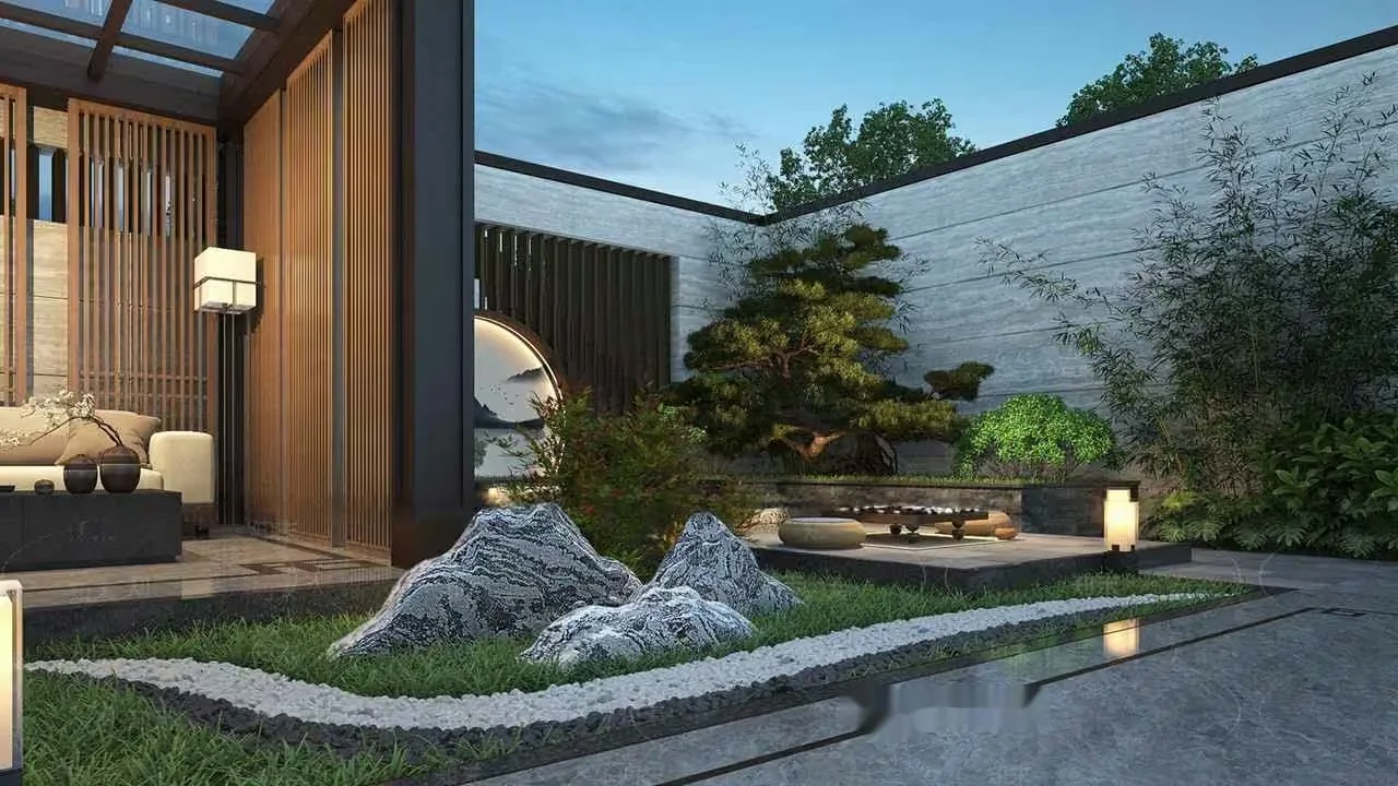 Modern Asian-Inspired Courtyard 3D Model – 22756 – VRAY Render