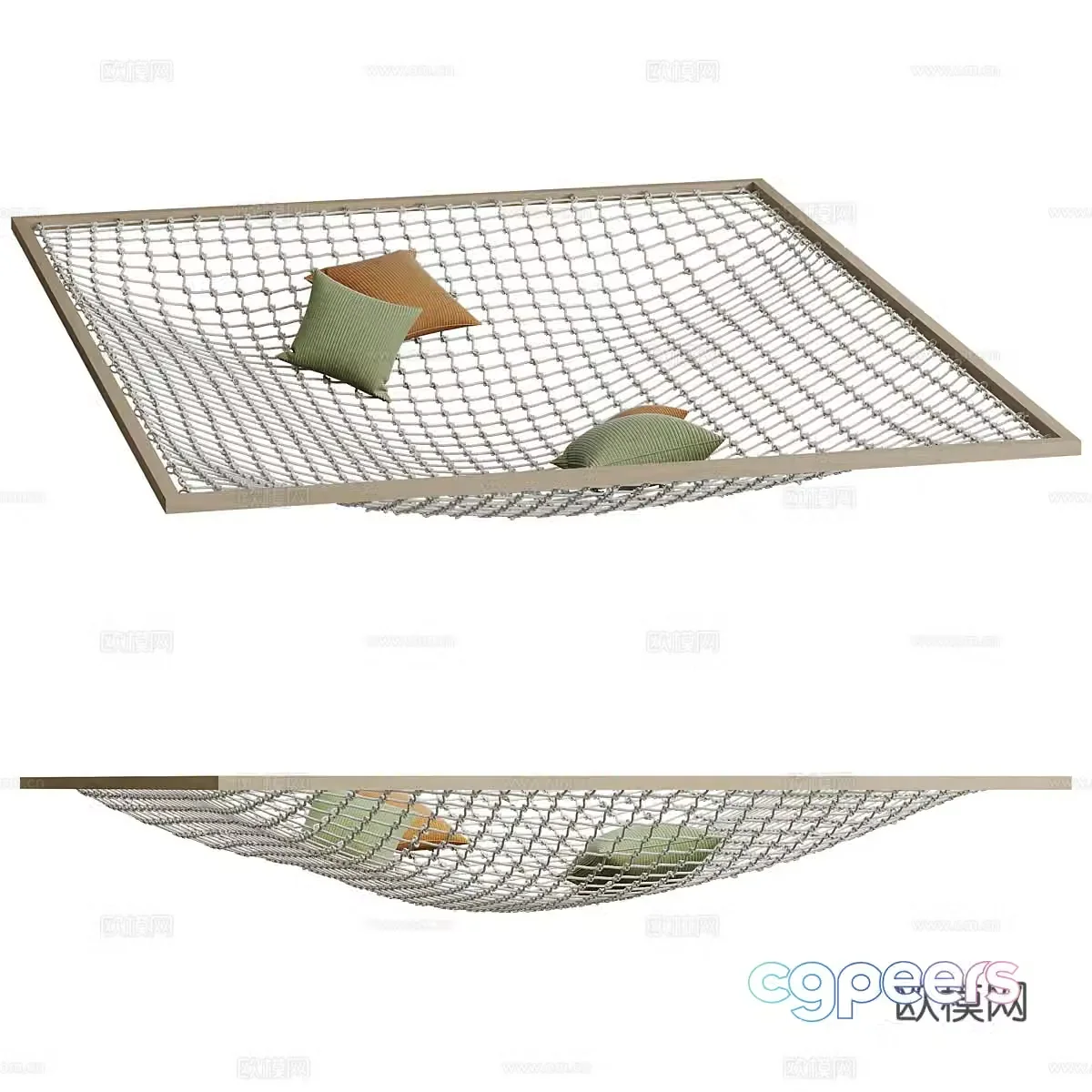 Modern creamy hammock hammock hanging net 3d model