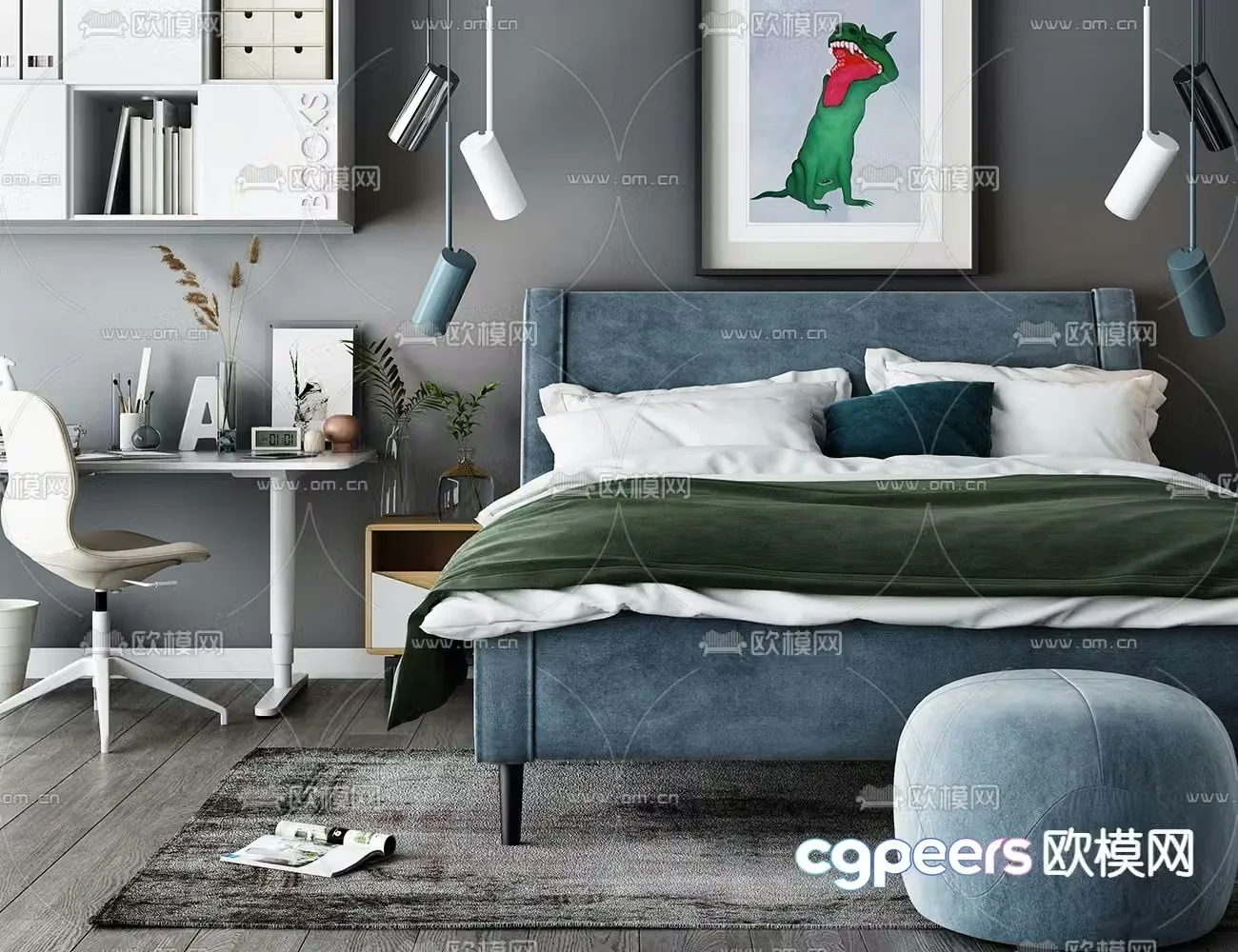 Nordic double bed 3d model