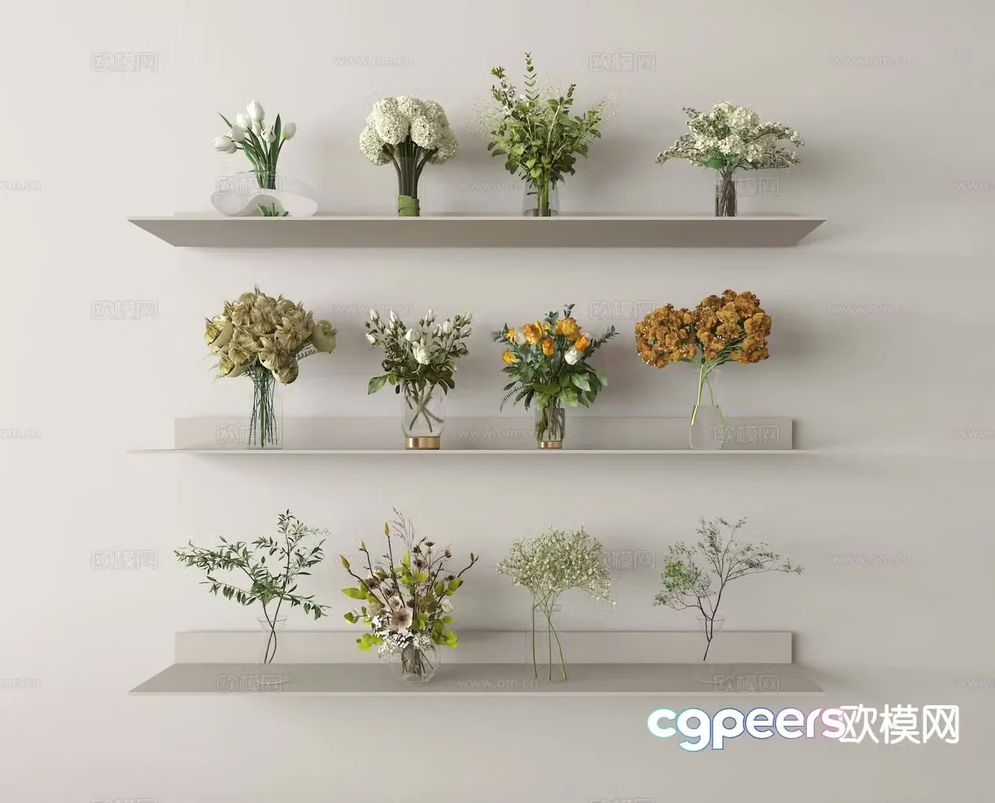 vase floral arrangement flowers flower arrangement 3d model