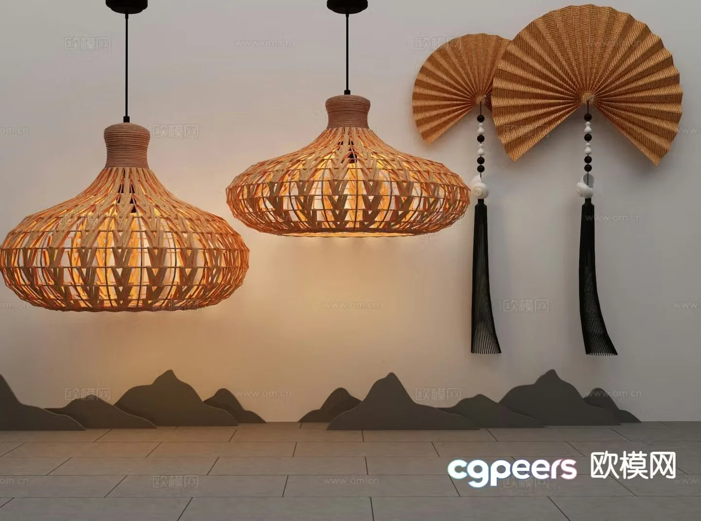 New Chinese style chandelier hollow chandelier 3d model