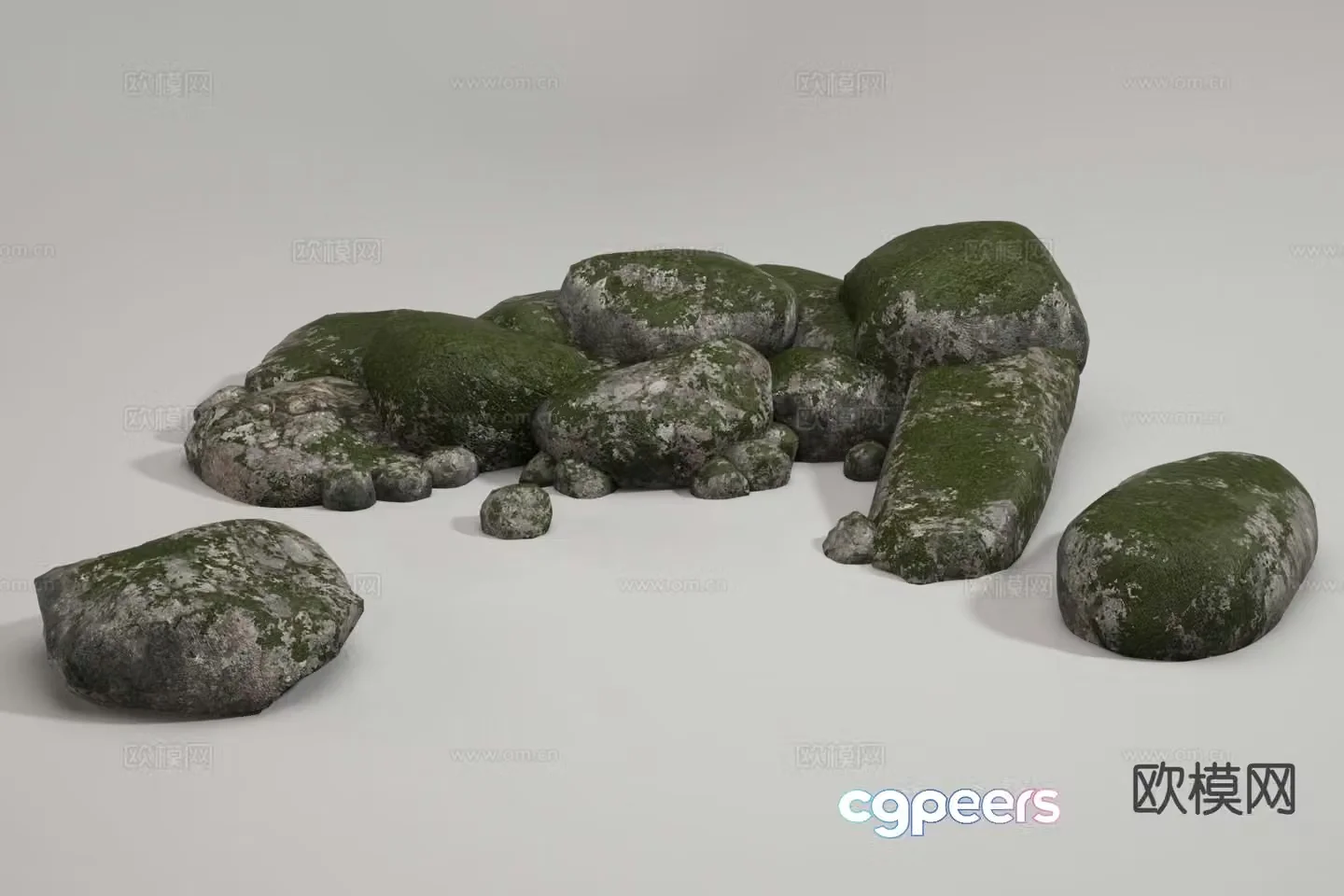 stone moss stone rock stones stone pile stone pile 3d model