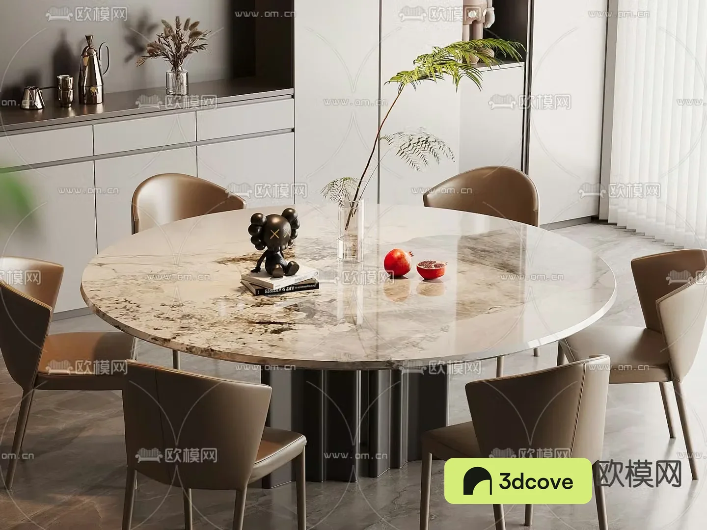 Marble dining table and chairs
