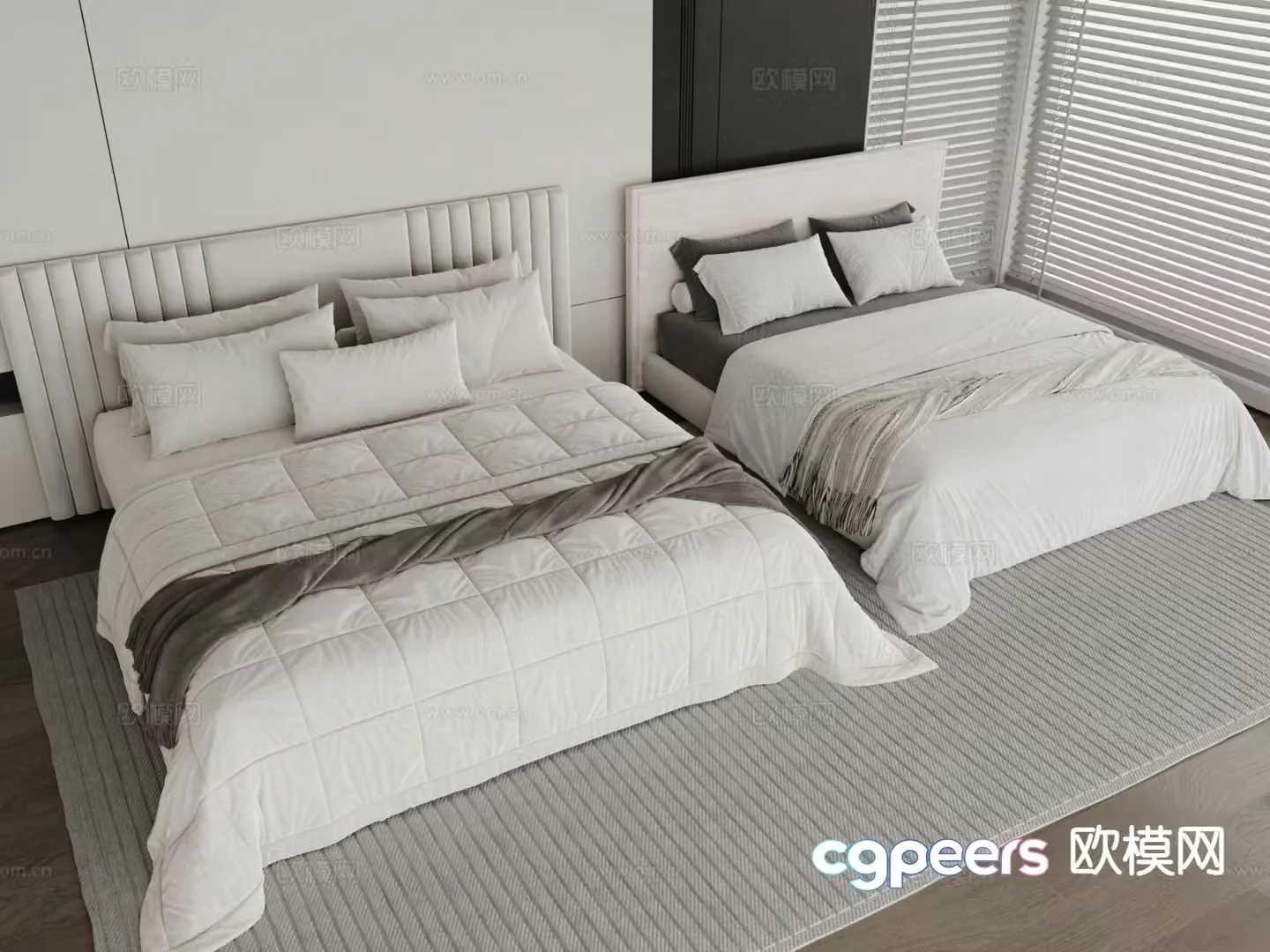 Modern double bed 3d model
