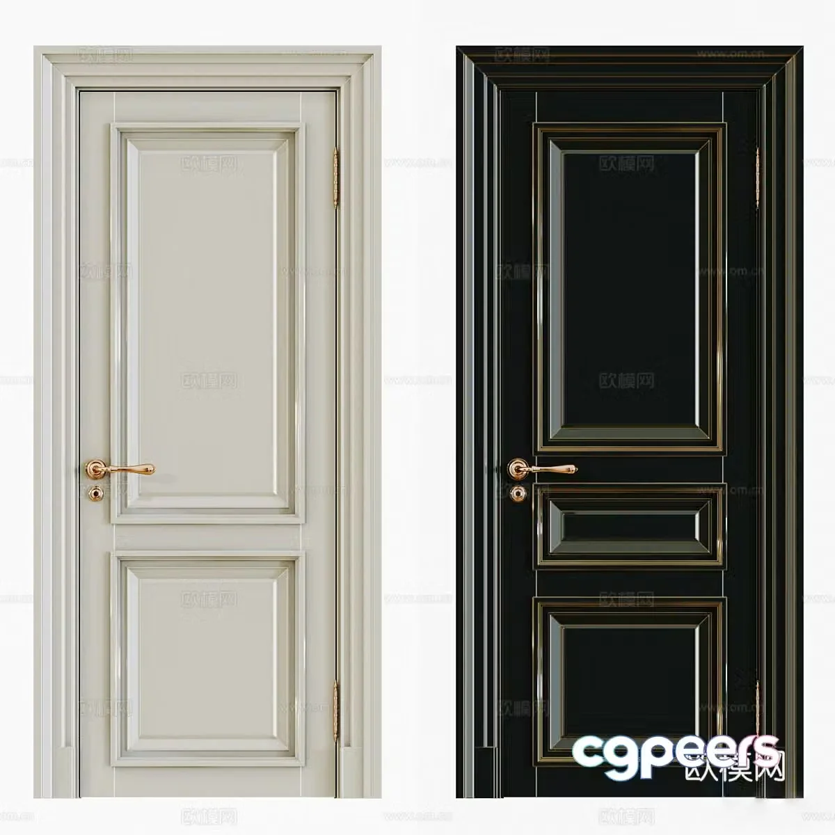 Double door swing door 3d model