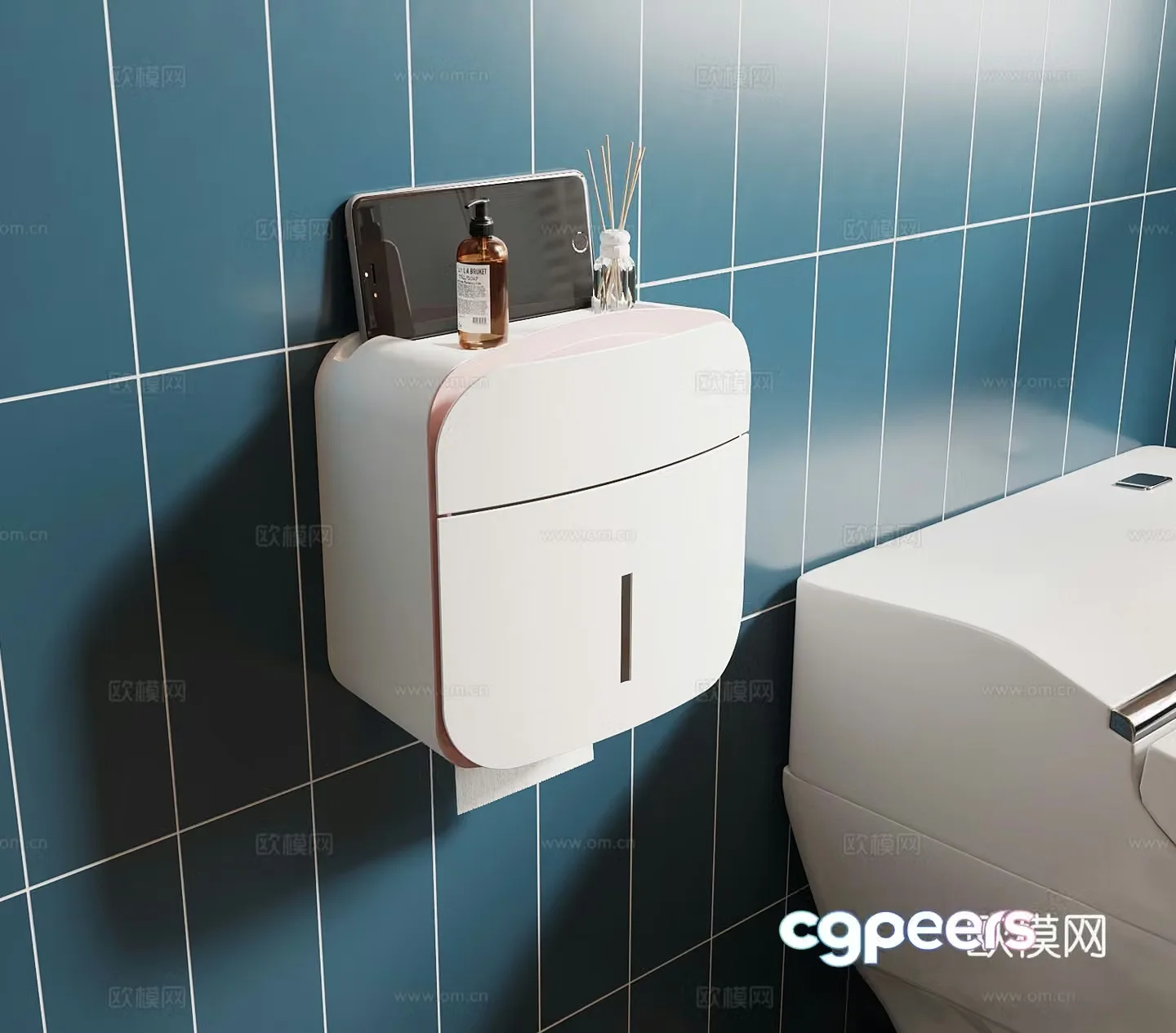 Modern wall-mounted tissue box cardboard box 3d model