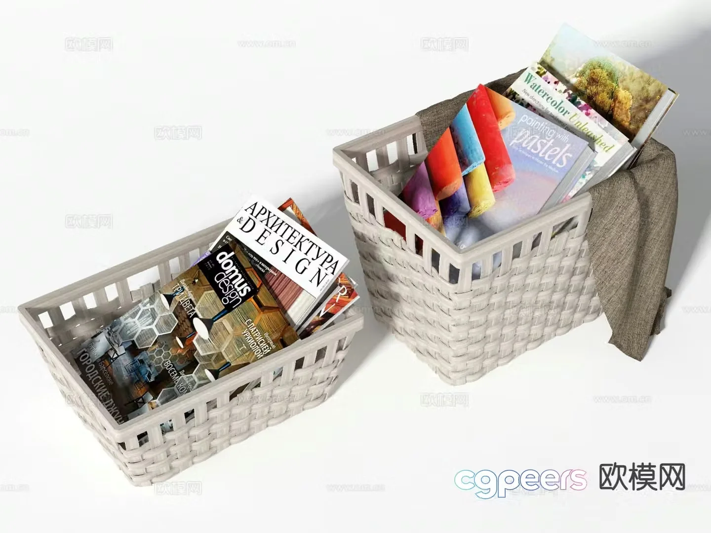 storage basket storage basket books books 3d model
