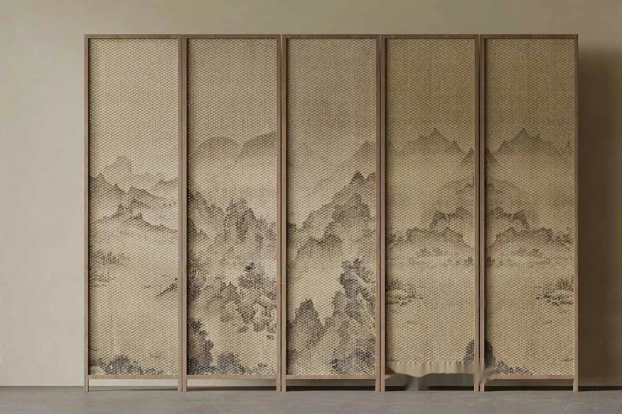 A Room Divider With A Mountain Landscape Design 3D Model – 3849 – VRAY Render