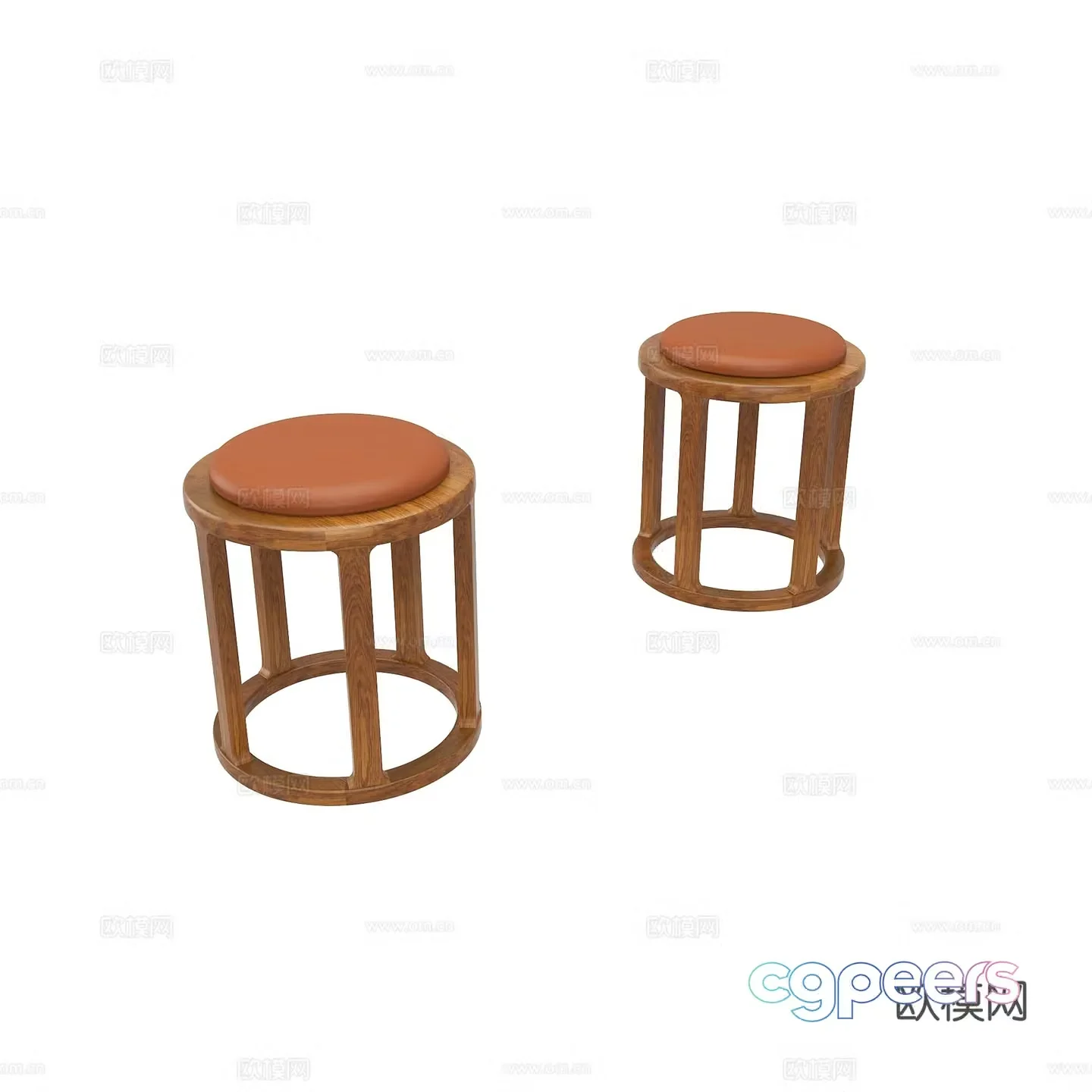 Retro small stool 3d model