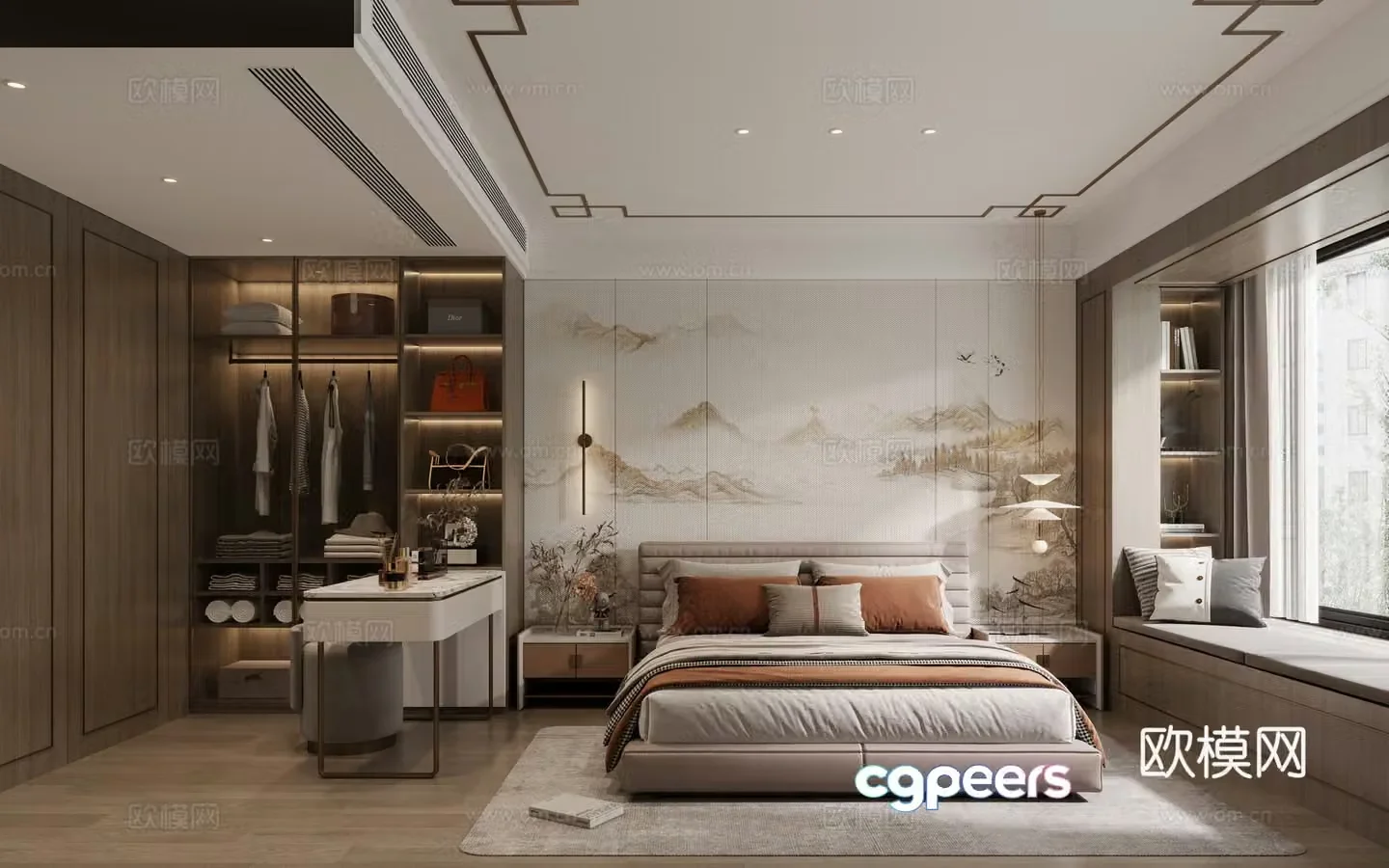 New Chinese bedroom 3D model