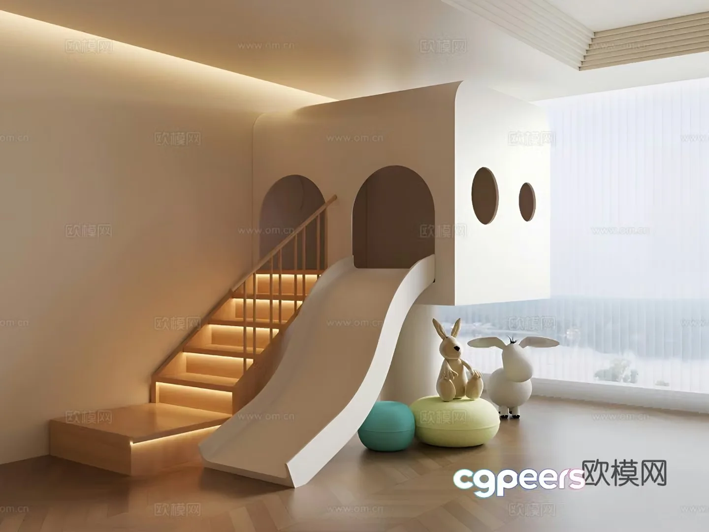 Modern children’s play area slide 3d model