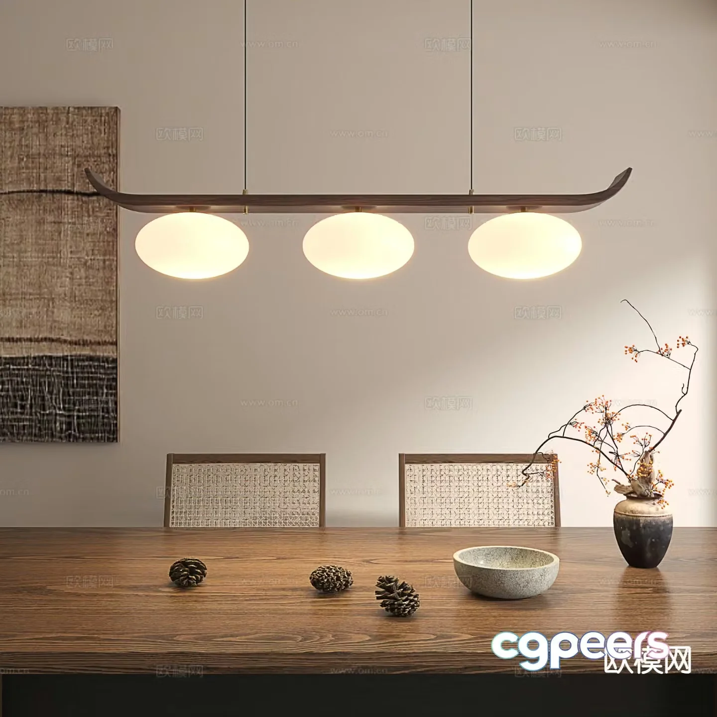 Wabi-sabi style chandelier 3d model