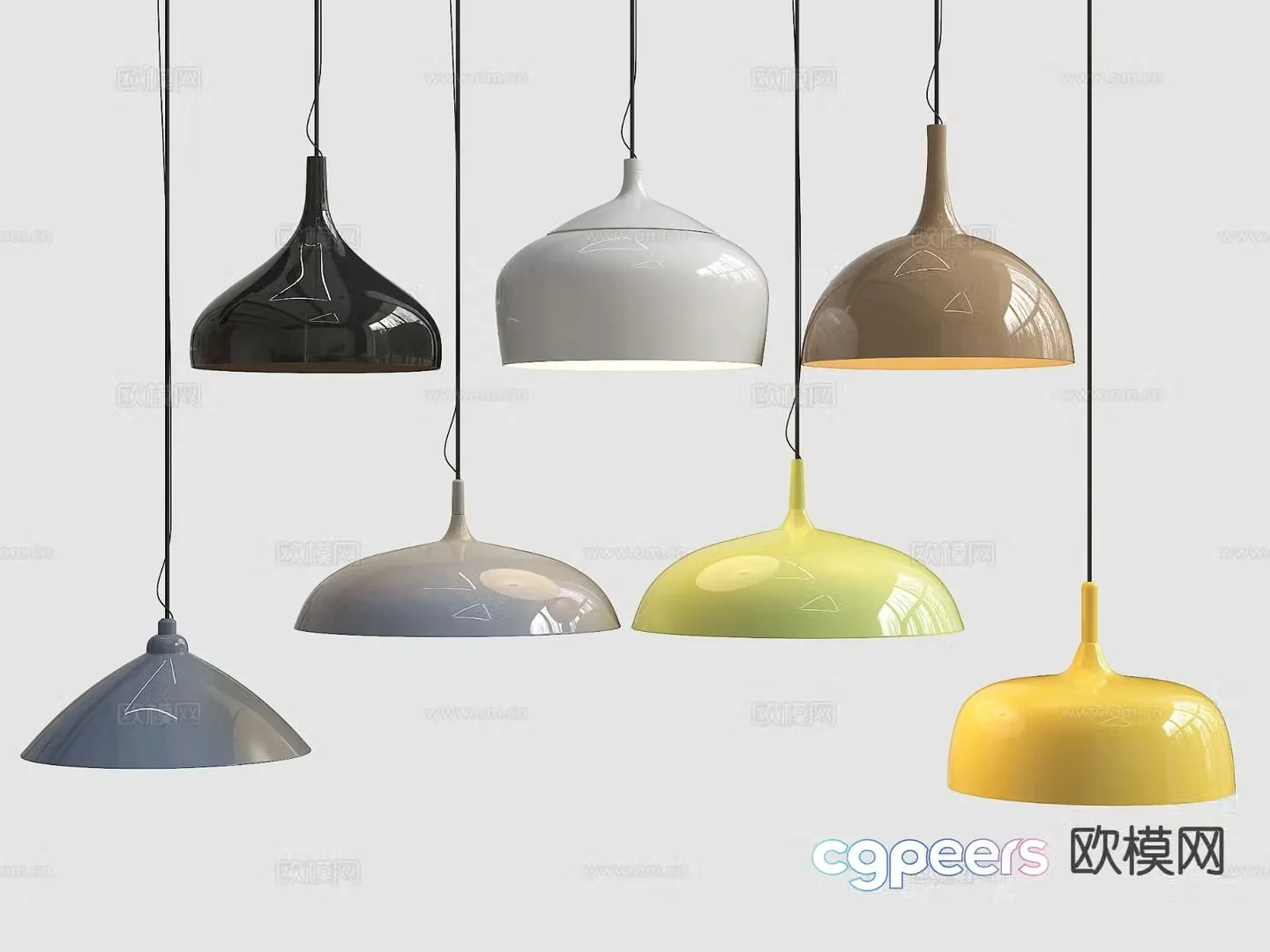 Nordic paint small chandelier 3D model