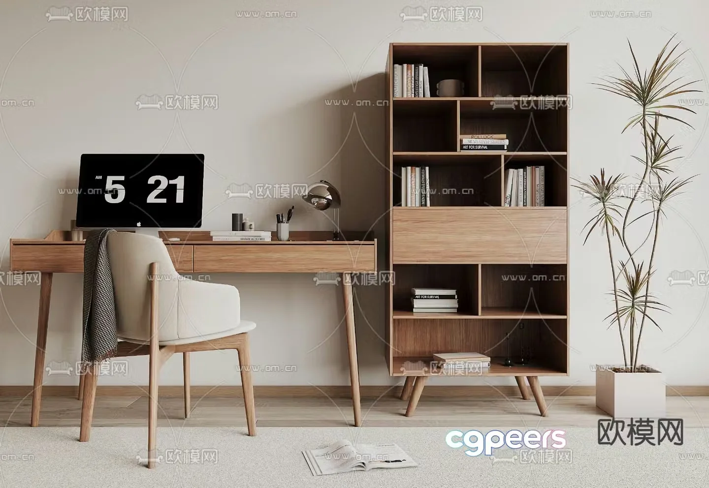 wabi-sabi desk computer desk study desk 3d model
