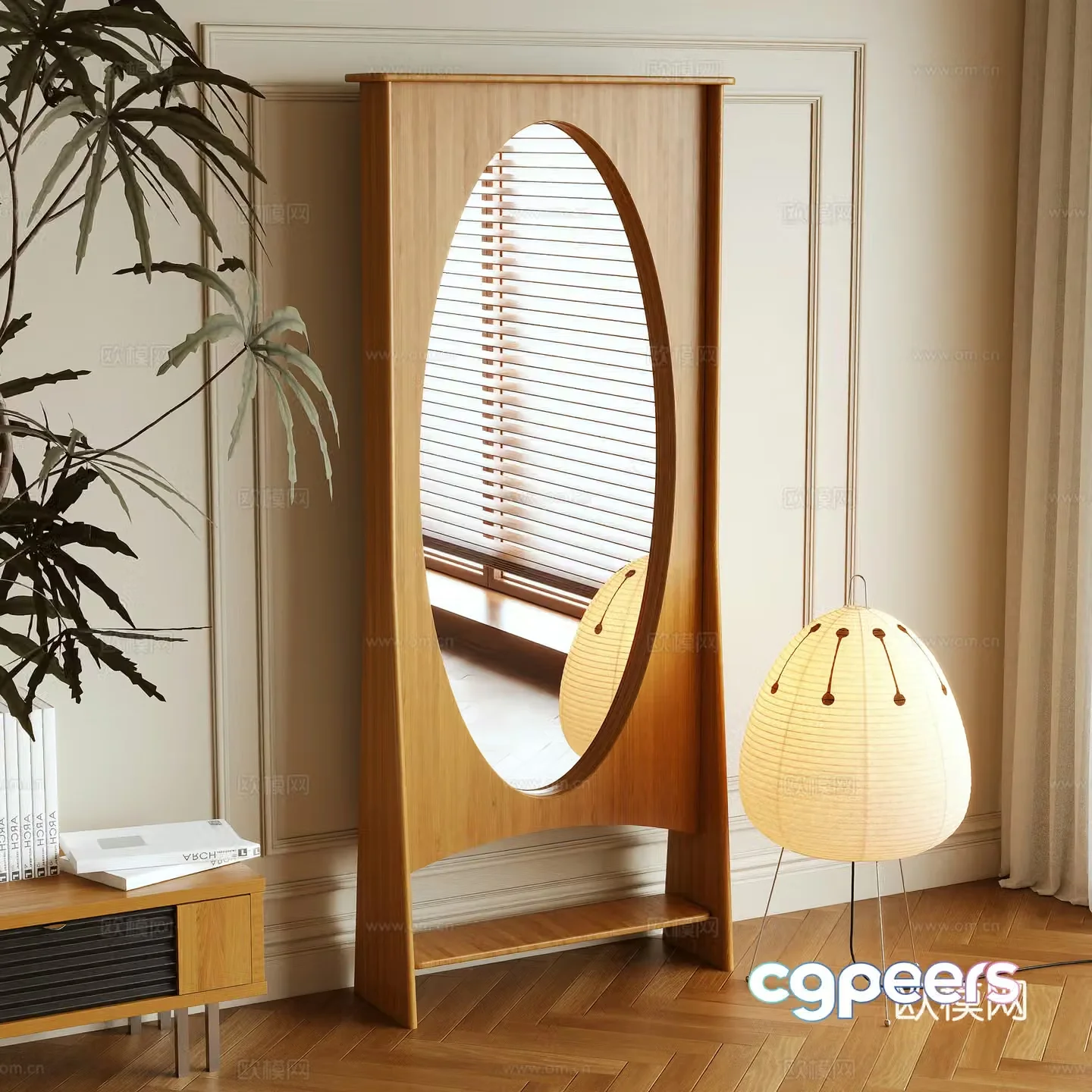 Log Wing Mirror Floor-to-body mirror 3D model