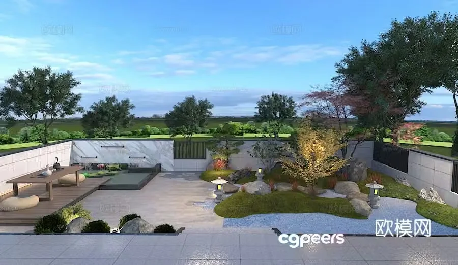 Villa courtyard garden 3d model