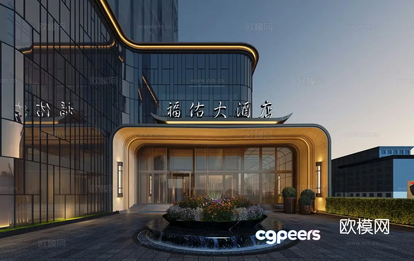 Modern hotel door head design 3D model