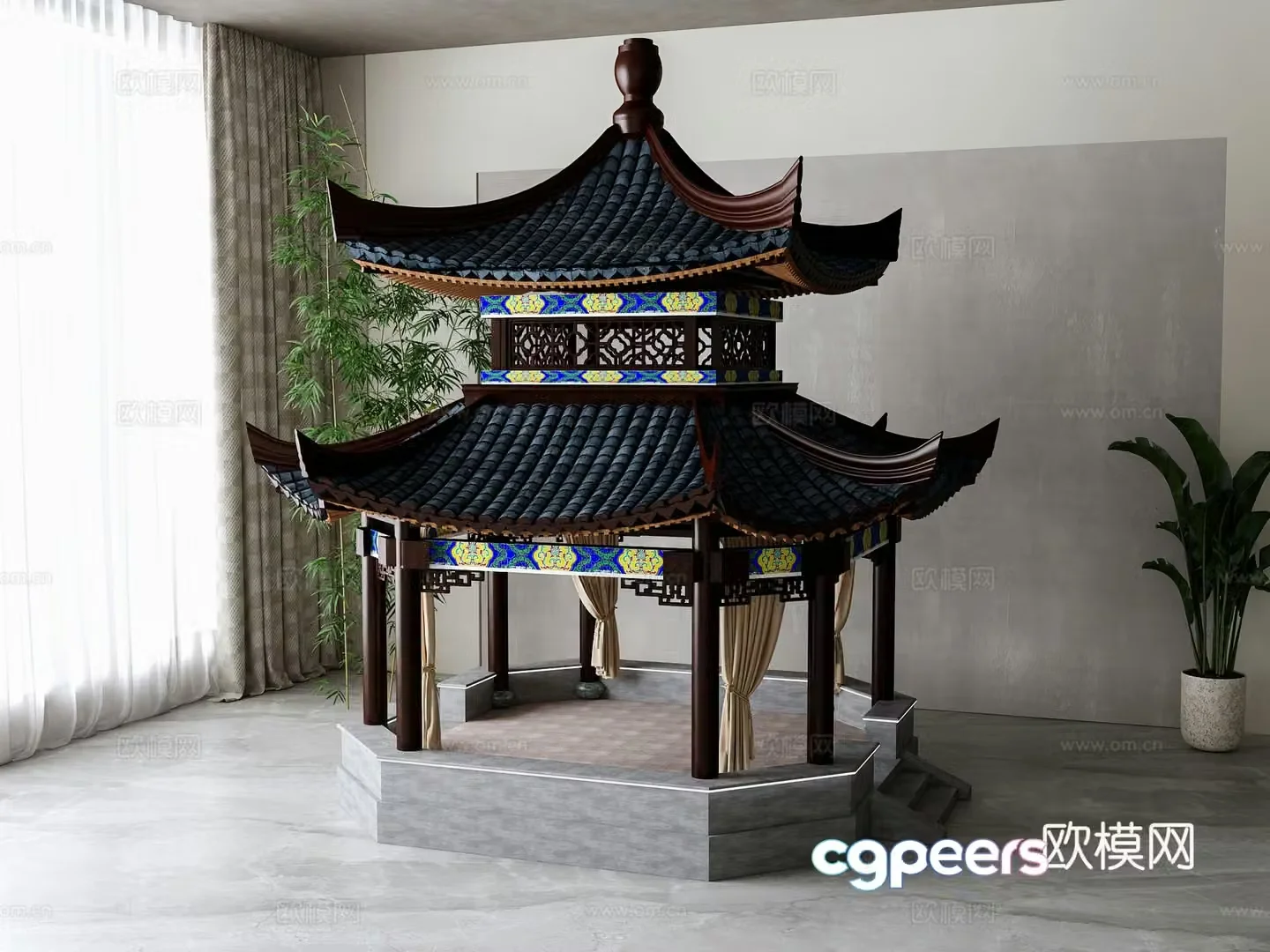 New Chinese style pavilion ancient building 3D model